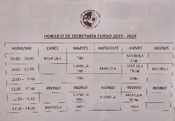 Horario de secretara - Curso 23-24